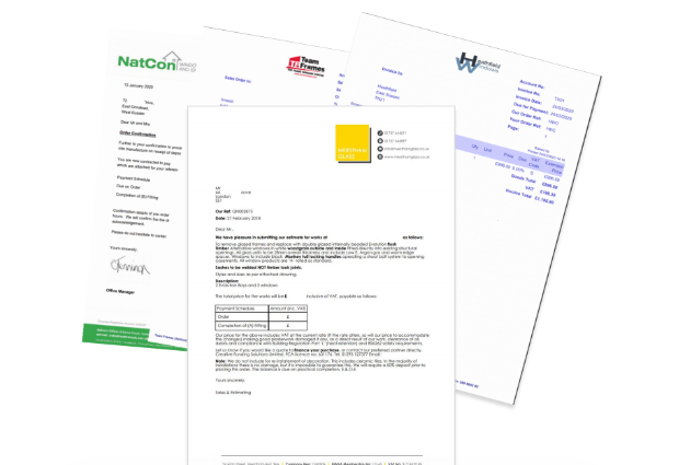 Image of 3 invoices on a white background